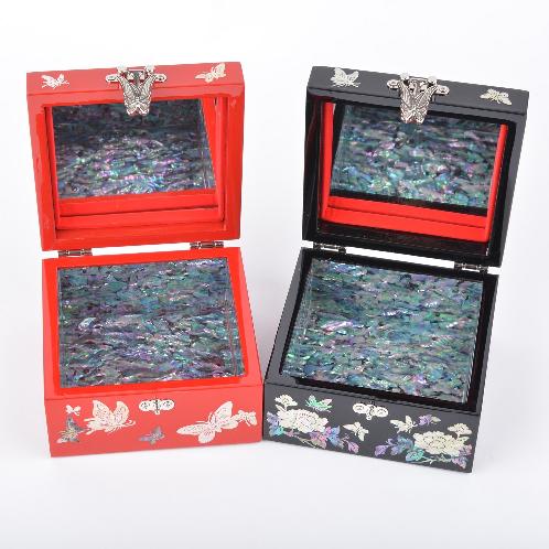 [Living Total Art] mother of pearl jewelry box-mini squre /red and black