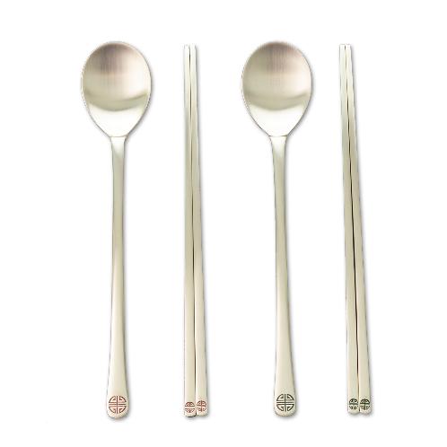 [Living Total Art] Yugi (Bangjja/Korean Brassware) Spoon & Chopstick set for 2 serving
